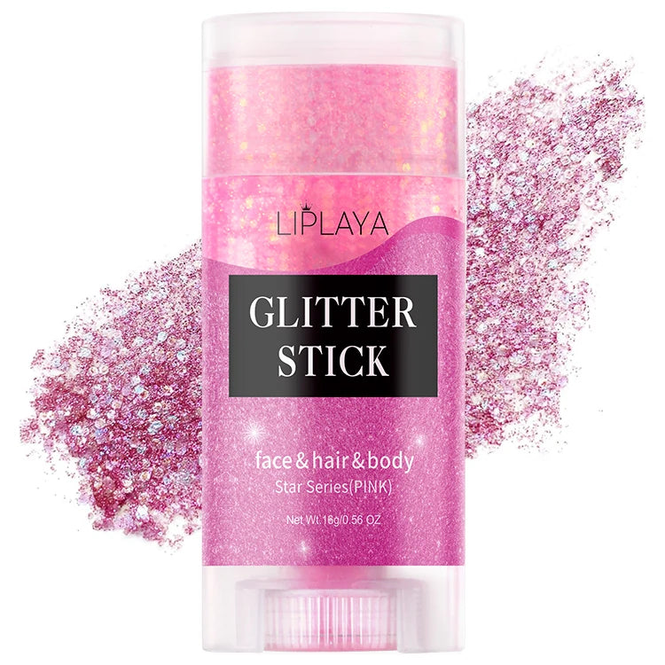 Chunky Glitter Stick for Body Makeup Eyelid Cheekbone Lip Hair Application-Versatile Make up Art Product