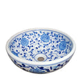 Modern Style Bathroom Decorative Wash Basin Hand Painted Porcelain Blue White Ceramic Countertop Mounted Sinks Bowls 12L
