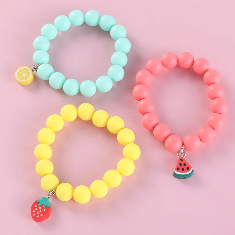 Factory Direct Supply Children's Bracelet Set Simple and Cute Fruit Soft Ceramic Frosted Beads Can Be Customized Bracelet
