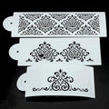 3Pcs Plastic Eco-Friendly Cake Stencils Biscuit Bakery Template Fondant Mould Crown King Queen Cake Spray Flowers Mold