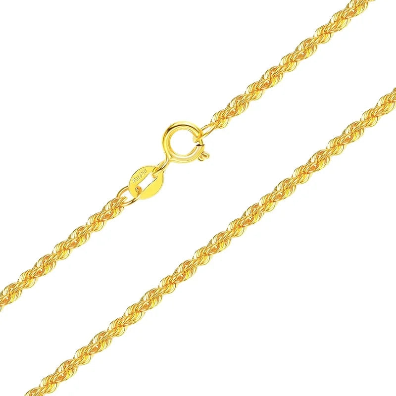 18K Gold Twist Necklace Au750 Gold 18K Gold Clavicle Pendant With Chain
