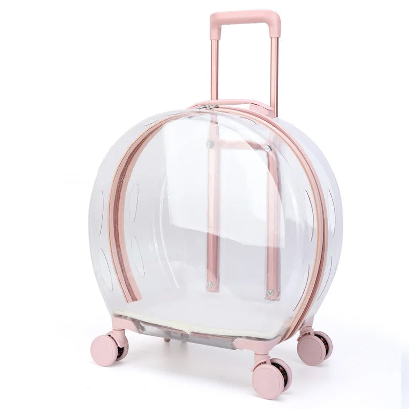 Large Capacity Transparent Outdoor Backpack Pet Trolley case Dog Pet Carrier Bag with Wheels
