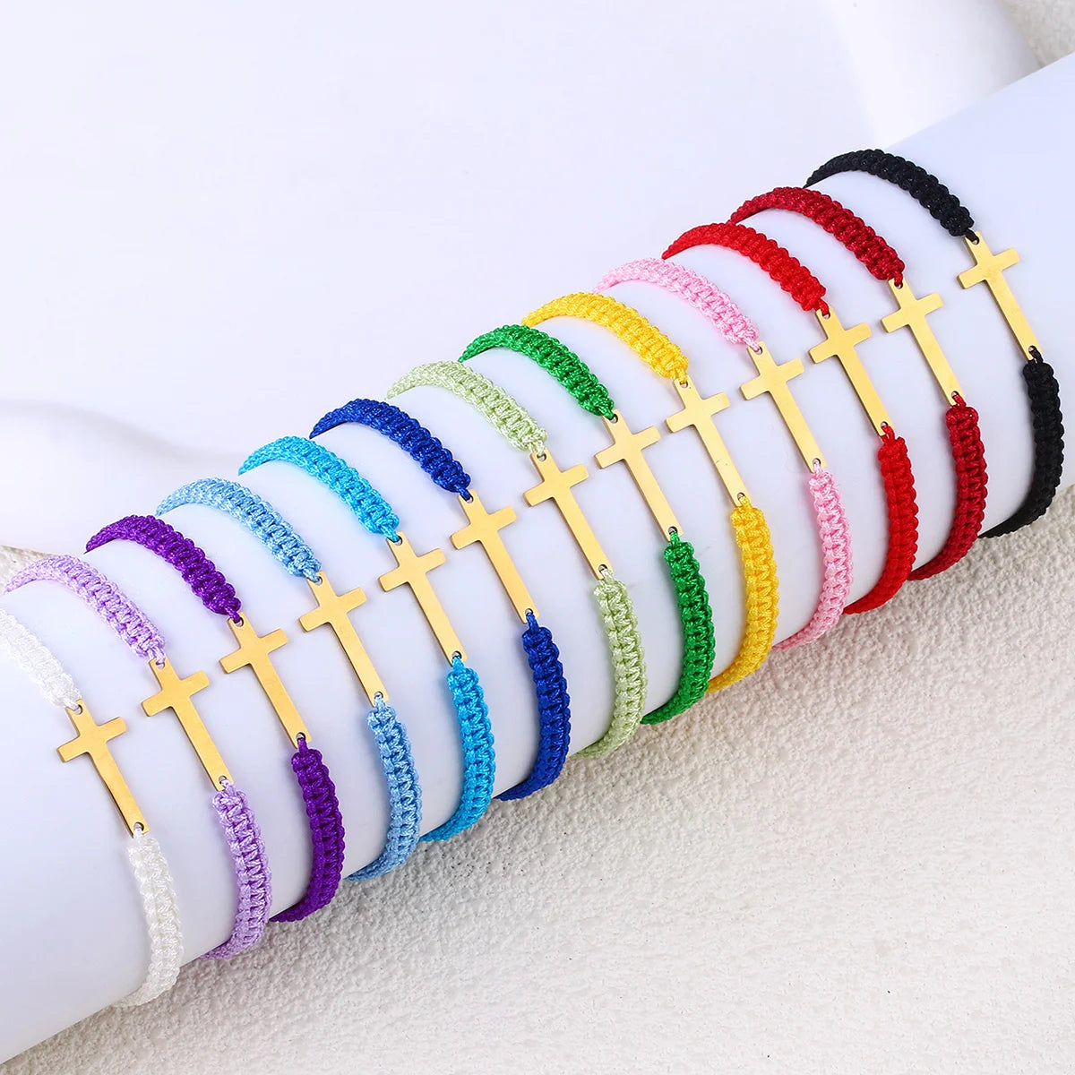 Handmade Braided Charm Geometric Bracelet for Women Adjustable Jesus Fashion String Rope Cord Trendy Woven Third Party Certified