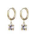 MICCI Wholesale Non Tarnish Free Waterproof Jewelry 14K Gold Plated Stainless Steel Zircon Charm Hoop Earrings