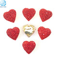 New Arrival Removable Red Heart Button Cover with Rhinestones Collar Shirt Cufflinks for Women