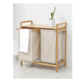Bamboo Double Layer Large Capacity Space Saving Durable Storage Rack for Household Dirty Laundry Placement