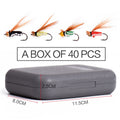 DORISEA 26449 Bionic Fly Fishing Hooks 40pcs/Box Feather Bait for River Stream Lake Fishing