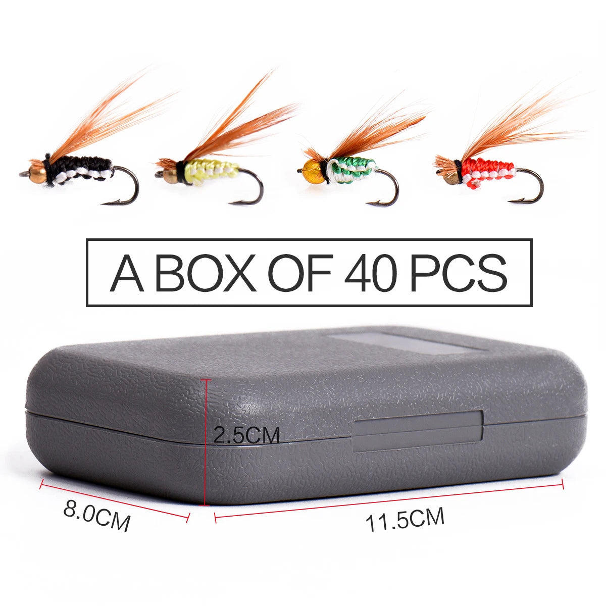 DORISEA 26449 Bionic Fly Fishing Hooks 40pcs/Box Feather Bait for River Stream Lake Fishing