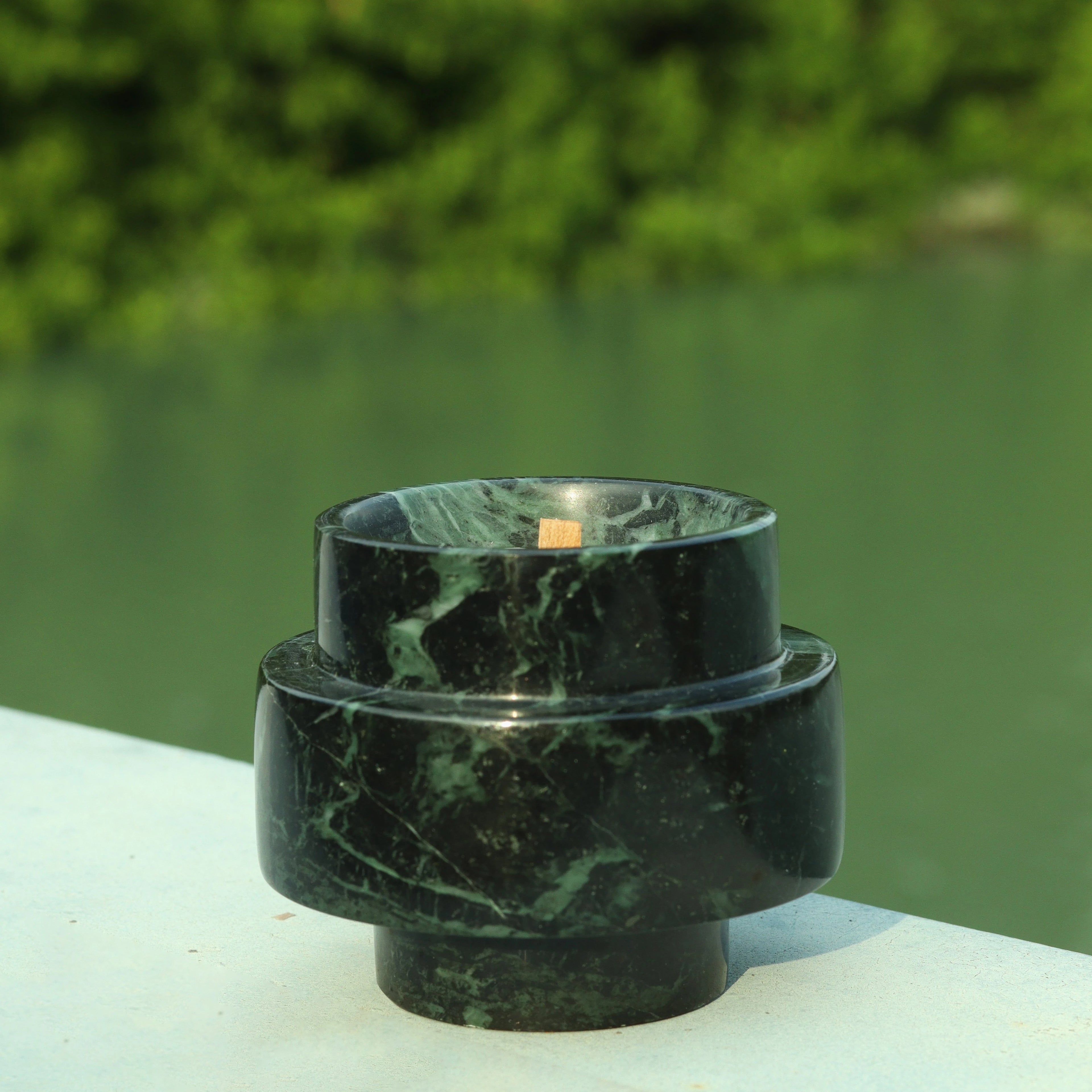 YUSHI Customizable Green Marble Nordic Candle Holder for Home Decor