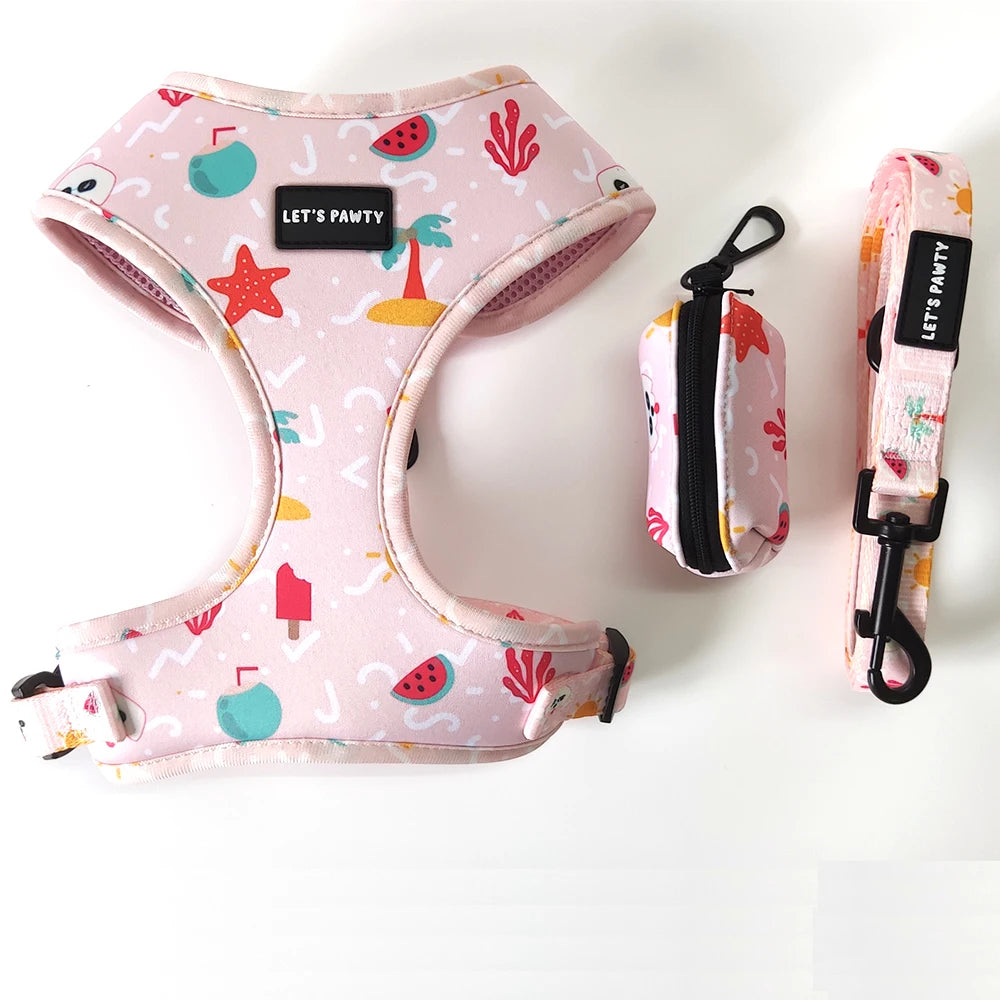 Dog Harness Sets Matching Collar and Leash Pet Accessories High-end Harness Dog Leash With Poop Bag Adjustable Dog Harness
