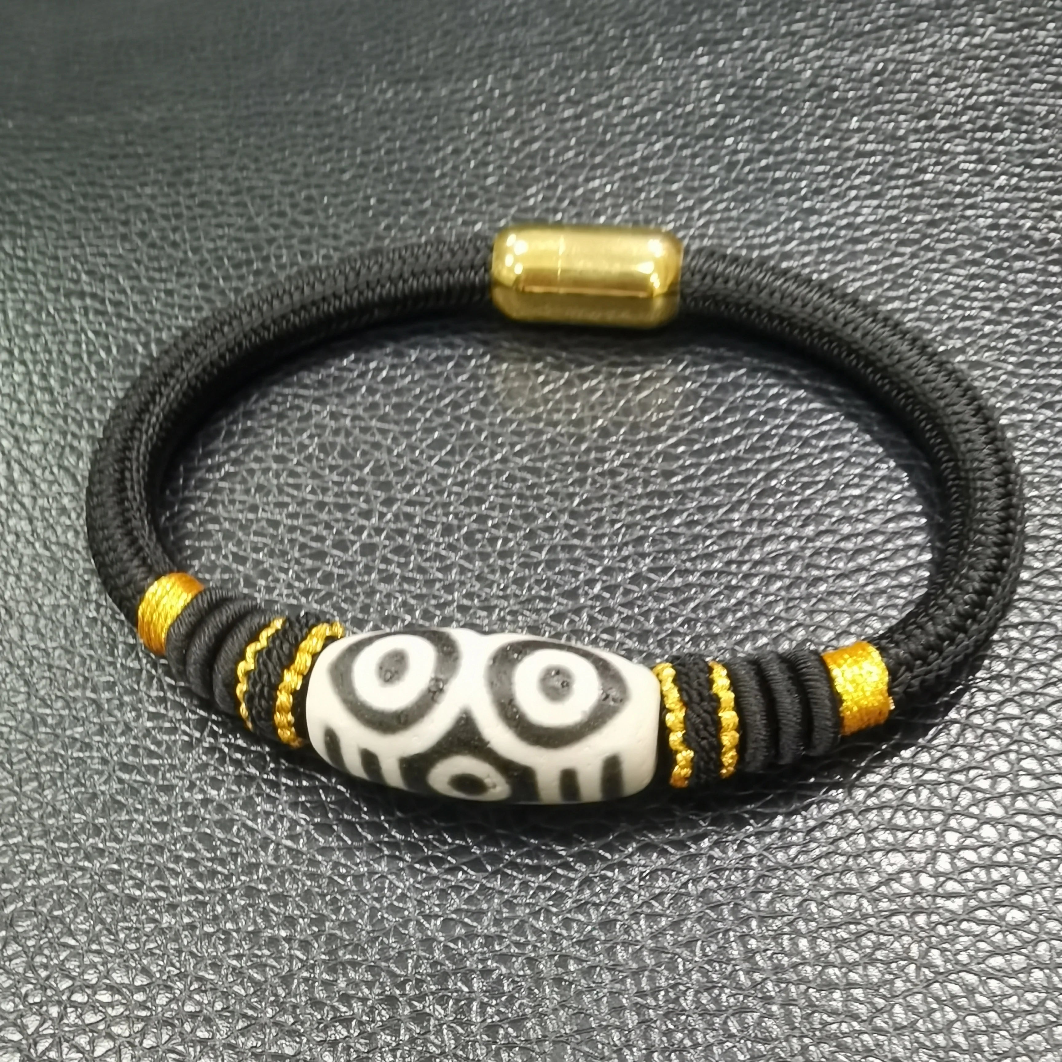 Magnetic Hand Made 3 Eyes Dzi  Beads Bracelets