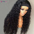 180 Density 20 Inch Kinky Curly Headband Wig Raw Brazilian Remy Wear to Go Glueless Water Wave Headband Human Hair Wig for Women