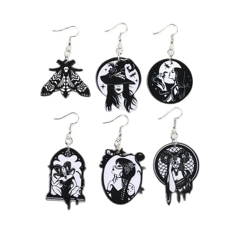 1Pair Wicca Witch Dead Moth Dangle Earrings Acrylic Pagan Earring for Birthday Gift