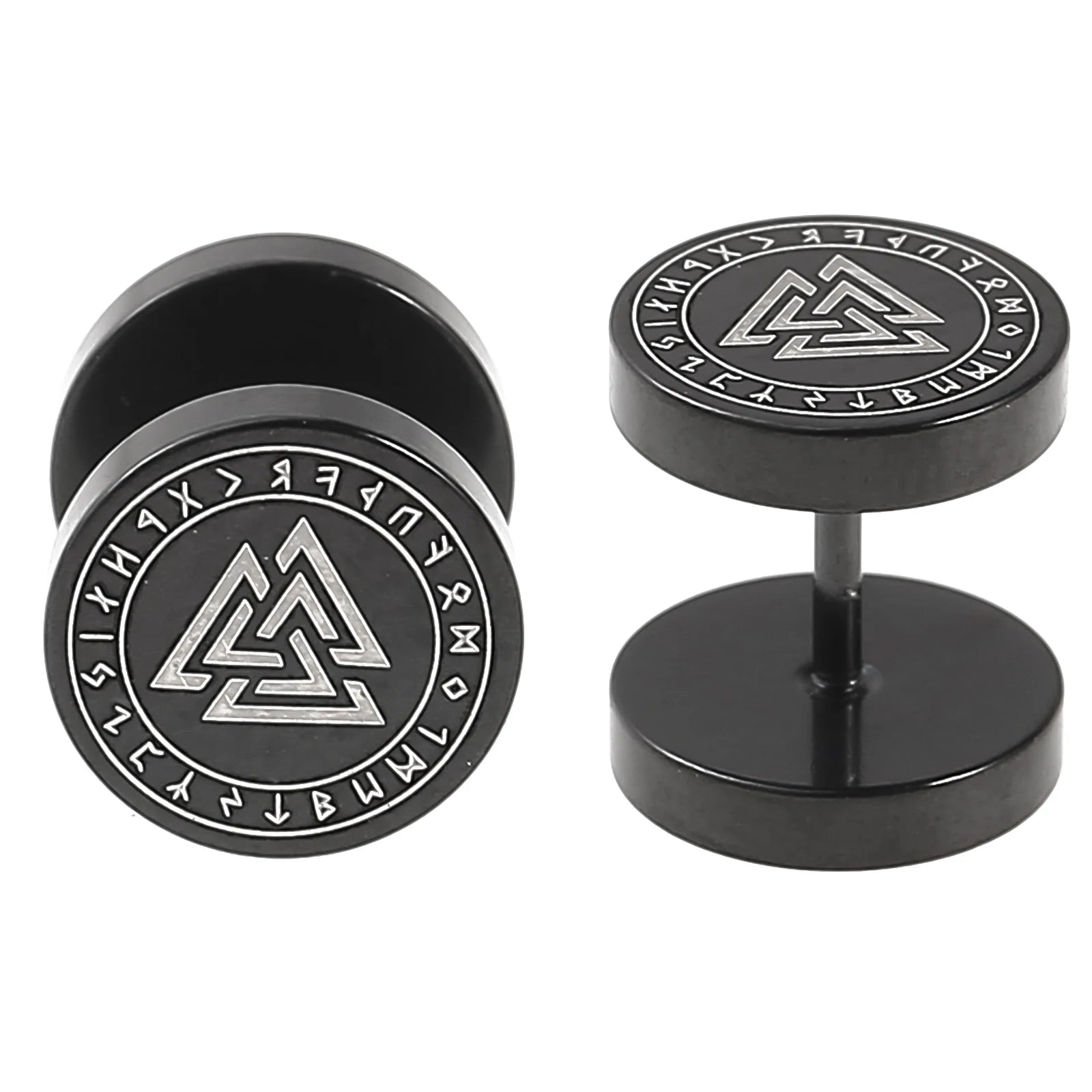 Unisex Wear Ear Piercing Nordic Design Stainless Steel Earrings Norse Valknut Runes Earring Viking Jewelry