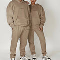 L230623 Custom Unisex Tracksuit Heavy Weight Fleece Cotton Solid Oversize Two Pieces Hoodie Jogger Sweatsuit Hoodie Set