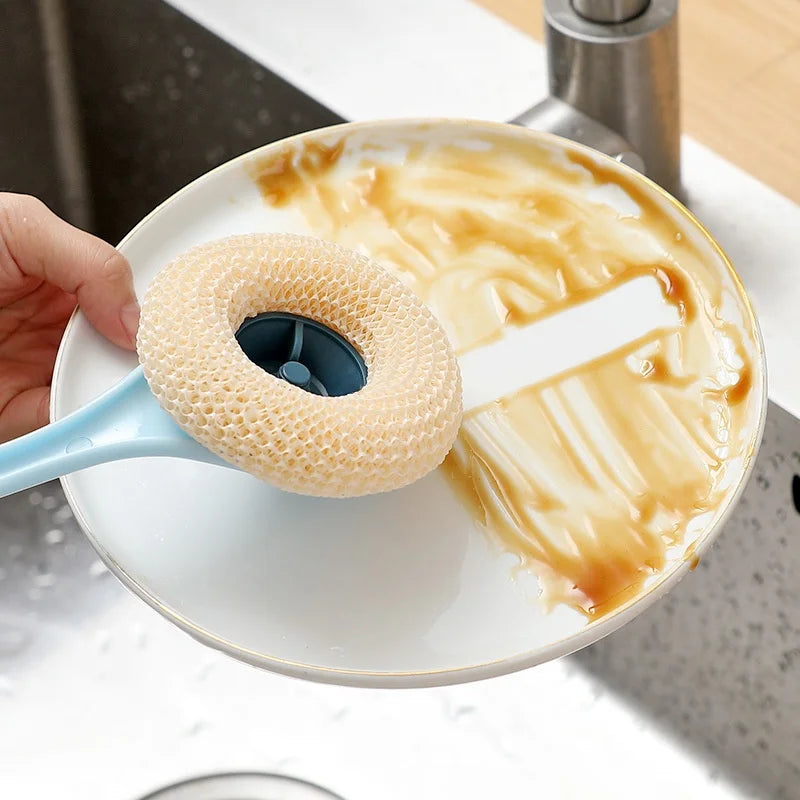 Long Handle Dishwashing Steel Wire Ball Nano Cleaning Brush Pot Artifact Pot Cleaning Brushes That Don't Hurt Toilet Usage