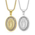AAAAA Zircon Stone 316l Stainless Steel Gold Plated Virgen De Our Lady of Guadalupe Pendant Necklace