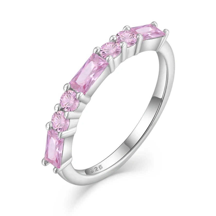 Wholesale Fine Jewelry Pink Zirconia Stones 925 Silver Ring for Women