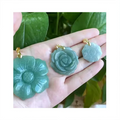 Jialin Jewelry Chinese Jewelry Jade Pendant Lucky Cross Necklace with Flower Charms Women Gold Plating Necklace