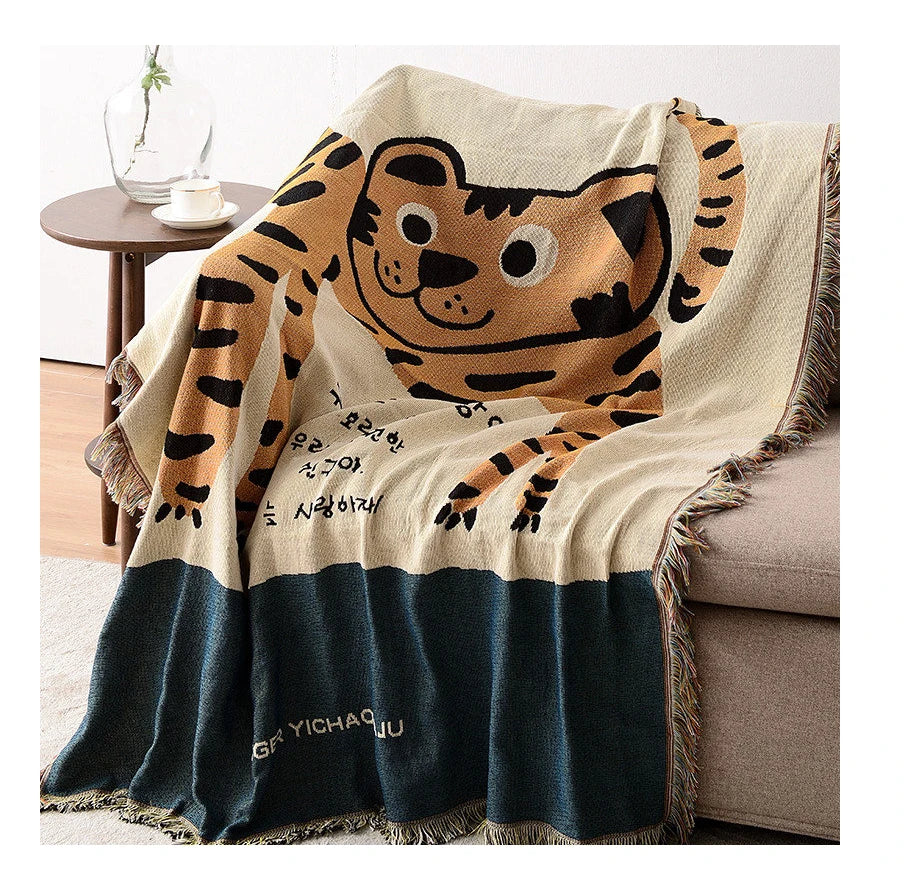 Wholesale Jacquard Airline Boho Polyester Cotton Woven Blanket