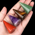 40mm Natural Crystal Cone Ring Holder Polished Stone Finger Ring Display Stand Jewelry Organizer Healing Crystal Decor Gift
