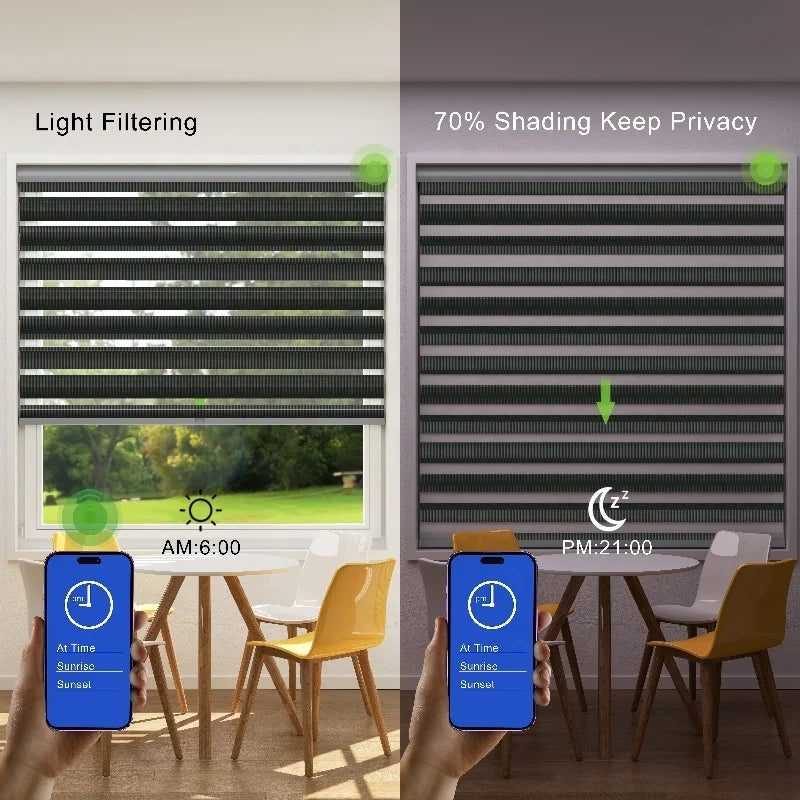 Wireless Automation Electric Smart Control Blackout zebra Blinds Shades for Bedroom
