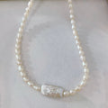 BS0807 Fine Jewelry 925 Sterling Silver Natural Freshwater Baroque Rice Pearl Necklace 18k Gold Plated for Women