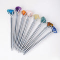 Factory Wholesale Rose Quartz Metal Ballpoint Pen Crystal Natural Raw Stone Pen Rotary Business Gift Advertising Gemstone Pen