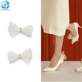 Wedding Party Shoes Accessories White Ribbon Bow Shoe Clips Rhinestone Shoe Charms for High Heel Upper