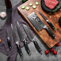 Hot Sale Cooking Tools 6Pcs G10 Handle Damascus Steel Santoku Utility Boning Slicer Knife Kitchen Knife Set