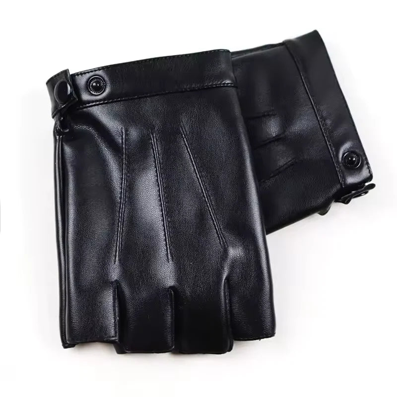 Hot Sell Driving Gloves Half Finger Men's Leather Gloves From Pakistan Soft Fleece Lining for Winter Wearable All Season Black