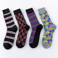 Men's Dark-Colored Cotton Geometric-Patterned Long Socks Autumn Casual Gentleman's Socks