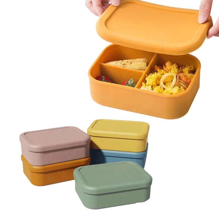 OEM/ODM 7.2inch Silicone Bento Lunch Box Meal Prep Fridge Organizer Food Storage Container for Kids Restaurant Use
