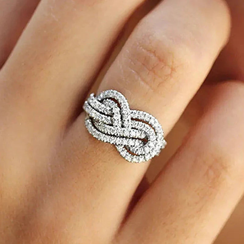 CAOSHI 2026 New Twist Design Sparkle Silver Plated Brass Rings Women Micro Pave Cubic Zircon Diamond Ring