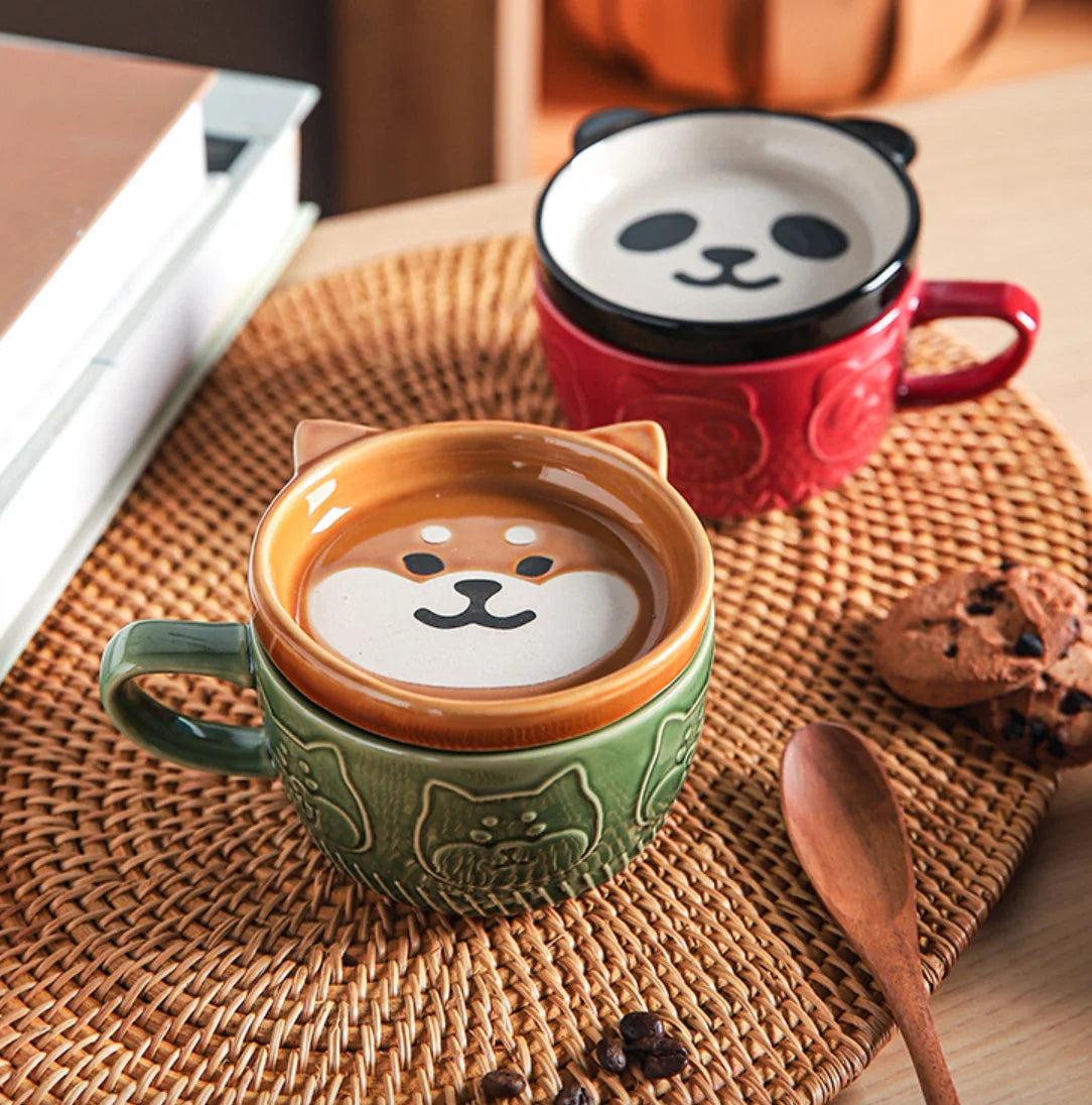 Drop Shipping Hot Japanese Ceramic Cartoon Cat Cup Lids Cute Breakfast Mugs Creative Coffee Mugs with LIDS Milk Mugs