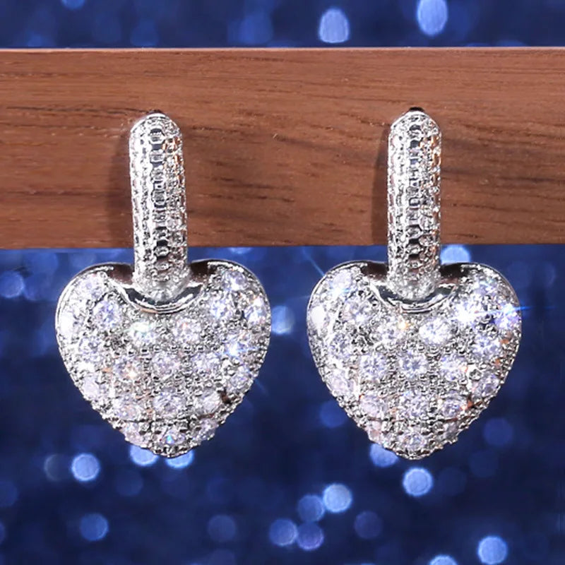 CAOSHI Jewelry Party Dazzling Bling Earring Korean Brand Designer Earrings Jewelry Women&Girls Heart Silver Earring