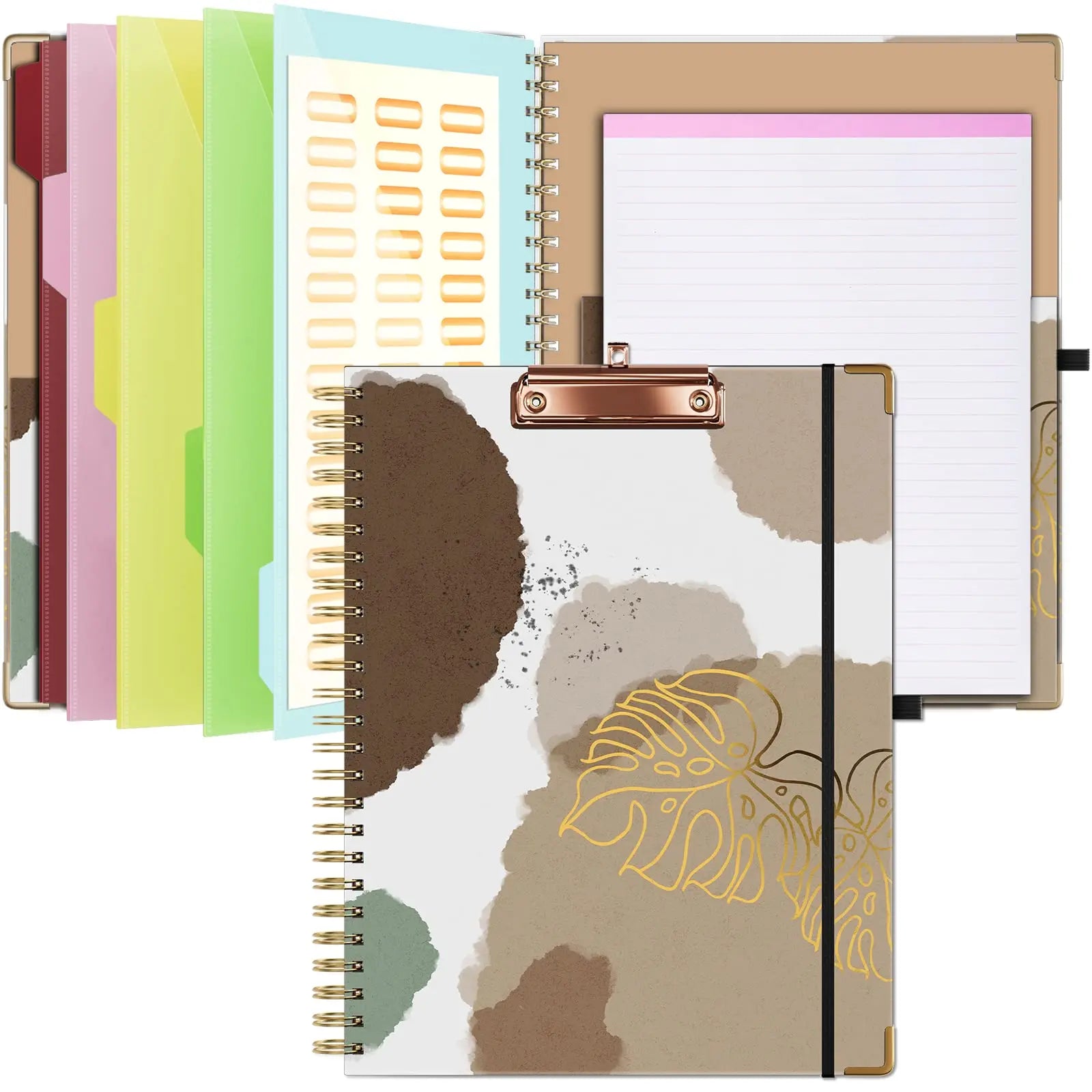 Myway 2026 Clipboard Folio with Notepad for Letter Size 5 Folders with 10 Pockets Elastic Closure and Pen Loop Series