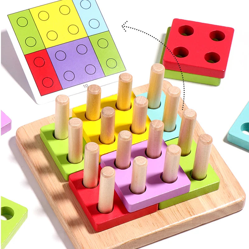 Starting Point Building Block Games Preschoolers Recognize Montessori Wooden Block Set Logical Thinking Blocks Shape Matching