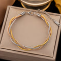 HOVANCI Stainless Steel PVD Twisted Rope Tripe Snake Chain Braided Herringbone Bracelet Tennis Necklace Jewelry Set