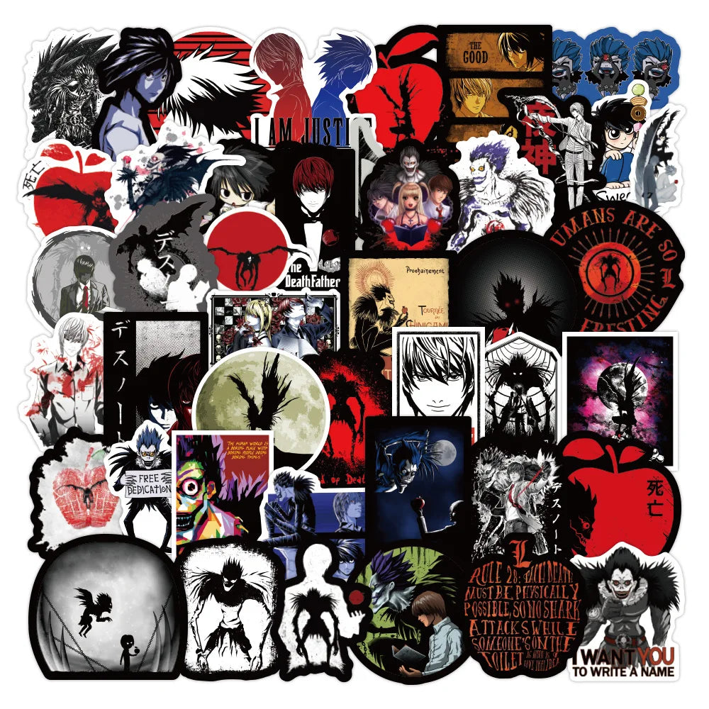 50Pcs New Death Note Anime Graffiti Decorative Sticker for Boy Laptop Phone Decal Waterproof Cartoon Sticker
