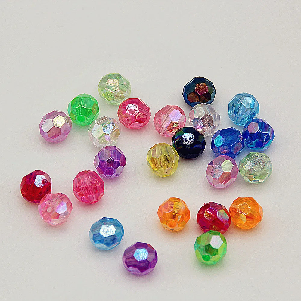 Crystal Factory Direct Sell 6/8/10mm 32 Faceted Beads AB Color Transparent Acrylic Loose Beads for Bag Making