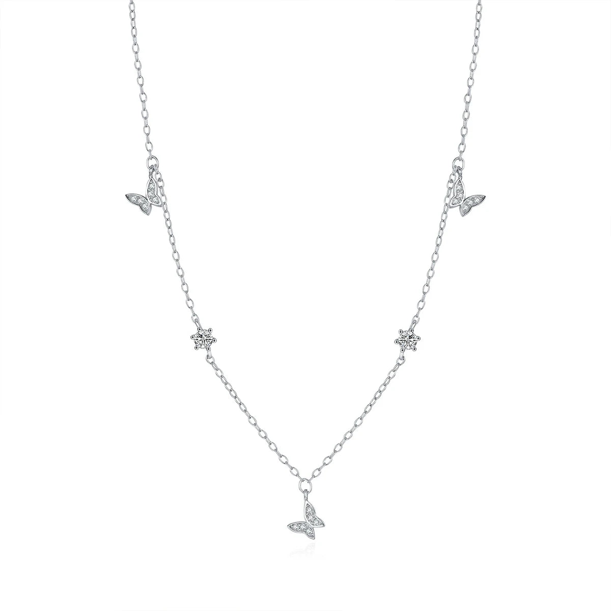 Classic Butterfly Necklace 925 Sterling Silver Fine Jewelry Snowflake Pendant Necklace New Fashion Necklaces for Gifts
