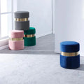 Modern Round Velvet Pouf with Stainless Steel Leg Fabric Padded Foot Stool for Living Room and Bedroom Use