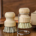 Natural Sisal Cleaning Brush Solid Wood Short-Handled Dishwashing Artifact for Kitchen Pot Decontamination Coconut Palm Washing