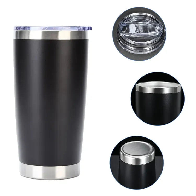 Custom Logo Stainless Steel Double Wall Vacuum 20 Oz Travel Powder Coated Coffee Regular Tumbler Travel Car Tumbler Mugs Cups