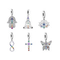 925 Sterling Silver Cross Infinity Symbol Chakra Beads Fit Original Brand Charms Bracelets for Jewelry Making