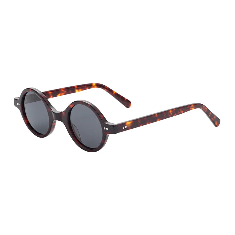 Customised Logo Vendors Acetato Round Frames Polarized Sunglasses with Transparent & Brown Lenses for Unisex Adults