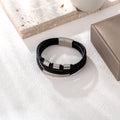 Handmade Fashion Custom Man Leather Bracelet Jewelry Silver Stainless Steel Leather Bracelet for Man