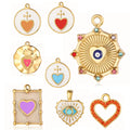 Waterproof Jewelry 18K Gold Plated Necklace Enamel Heart Evil Eye Zircon Pendant Stainless Steel Necklace Gold Plated