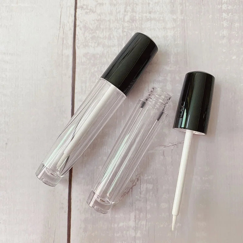 LZ Pack Stock 100pcs Black Top 6ml Lip Gloss Container Tube Wholesale Empty Lip Gloss Custom Tube With Brush